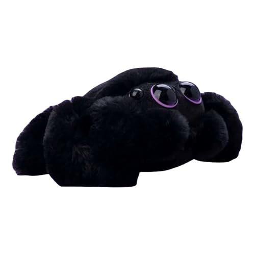 TROYSINC Niedliches Spinnen-Plüschtier, Weiche und Realistische Plüschspinne mit großen Augen, Süßes Heimdekoration, Geschenk Halloween für Kinder und Erwachsene (schwarz und lila) von TROYSINC