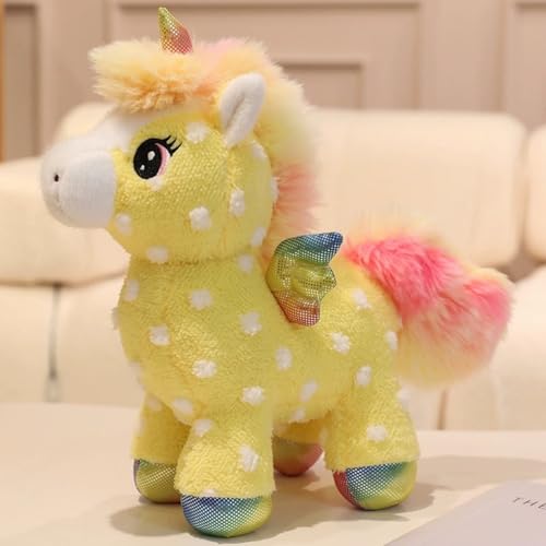 TROYSINC Plüsch Einhorn Kuscheltier Super Weiches Einhorn Mit Flügeln Kissen-Stofftier Süße Plüschtier für Kinder Mädchen Puppe Geschenk (25cm,Gelb) von TROYSINC