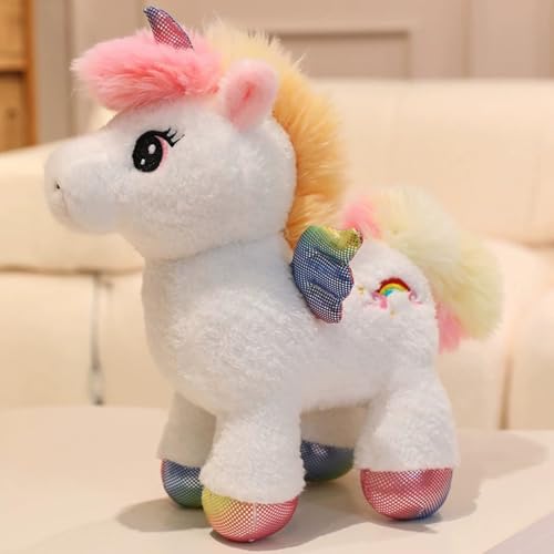 TROYSINC Plüsch Einhorn Kuscheltier Super Weiches Einhorn Mit Flügeln Kissen-Stofftier Süße Plüschtier für Kinder Mädchen Puppe Geschenk (30cm,Weiß) von TROYSINC