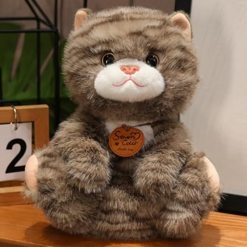 TROYSINC Plüschtier Kuscheltier – Realistische Katzenfigur, Weiches Kuscheltier für Kinder & Erwachsene, Beruhigendes Spielzeug & Dekoration (35cm,Braun) von TROYSINC