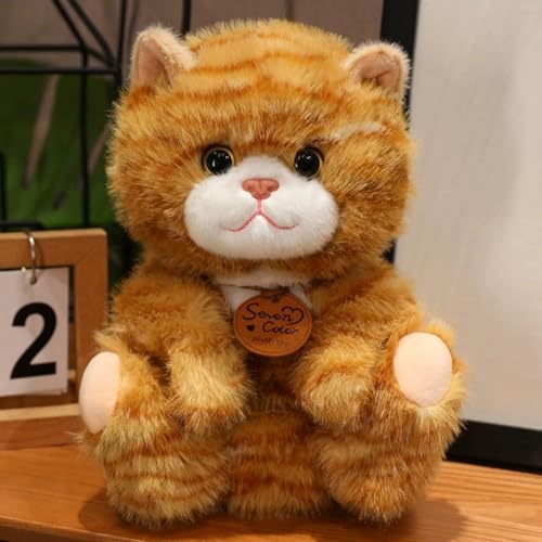 TROYSINC Plüschtier Kuscheltier – Realistische Katzenfigur, Weiches Kuscheltier für Kinder & Erwachsene, Beruhigendes Spielzeug & Dekoration (35cm,Gelb) von TROYSINC