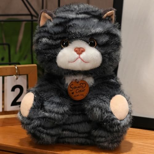 TROYSINC Plüschtier Kuscheltier – Realistische Katzenfigur, Weiches Kuscheltier für Kinder & Erwachsene, Beruhigendes Spielzeug & Dekoration (35cm,Schwarz) von TROYSINC