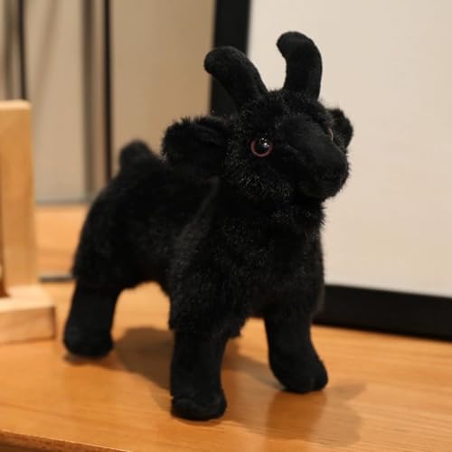 TROYSINC Plüschtier Kuscheltier – Süße Plüschschaf aus Weiß Schafwollfell, therapeutisches Tierkuscheltier, Geschenk für Kinder und Erwachsene (25 * 30cm,Schwarz) von TROYSINC