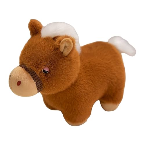TROYSINC Plüschtier Kuscheltier Süßes Weißes Pony-Stofftier, Beruhigendes Kuschelkissen für Babys, Mädchen und Alle, Die Kuscheltiere Lieben (45cm,Braun) von TROYSINC