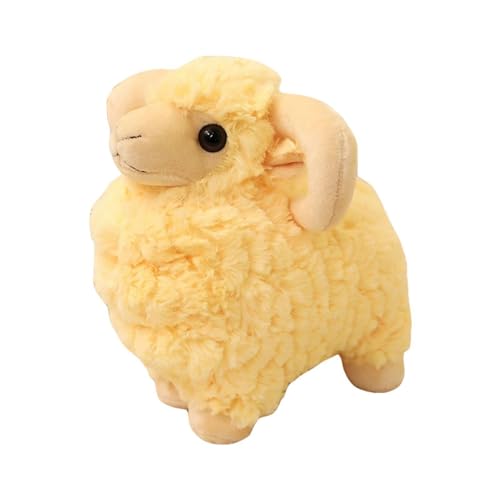 TROYSINC Plüschtier Kuscheltier Weiches Schaf Plüsch mit niedlicher Form, ideal als Kuschelkissen, Kinderzimmer Deko & Geschenk für Mädchen (25cm,Gelb) von TROYSINC