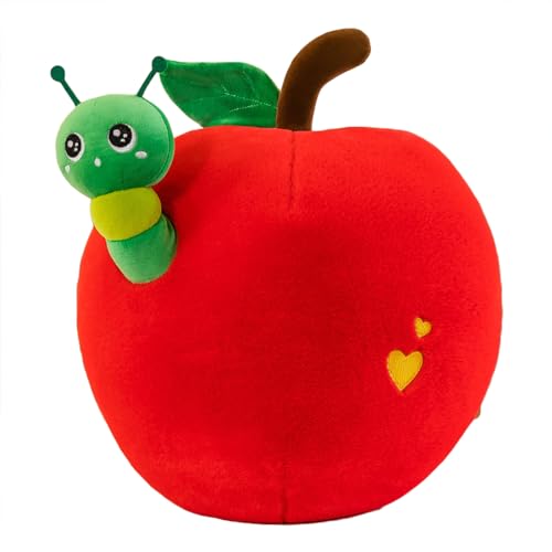 TROYSINC Plüschtier Obst Plüsch Kissen, Obst Kissen Kuscheltier Apfel Kaki Mangkhut Kissen Geschenk Für Kinder/Erwachsene (Rot Apfel,35cm) von TROYSINC