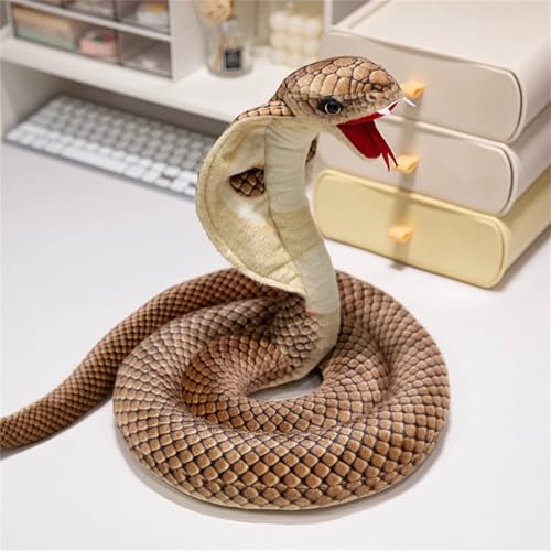 TROYSINC Plüschtier Riesige Schlange Kuscheltier Realistisches Kobra-Plüschtier Stofftier Python Plüschtiere Spielzeug Geschenk für Kinder (G,160CM) von TROYSINC