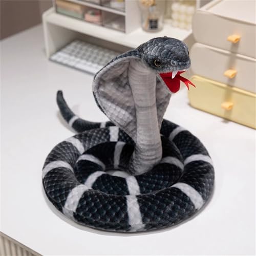 TROYSINC Plüschtier Riesige Schlange Kuscheltier Realistisches Kobra-Plüschtier Stofftier Python Plüschtiere Spielzeug Geschenk für Kinder (H,115CM) von TROYSINC