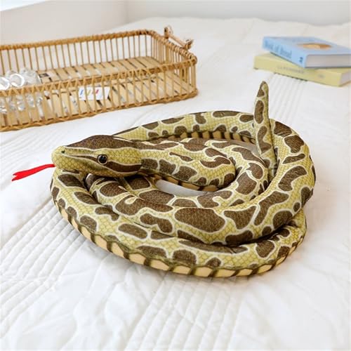 TROYSINC Plüschtier Riesige Schlange Kuscheltier Realistisches Schlange Stofftier Python Plüschtiere Spielzeug Plüschpinguin Geschenk für Kinder (330cm,Braun) von TROYSINC