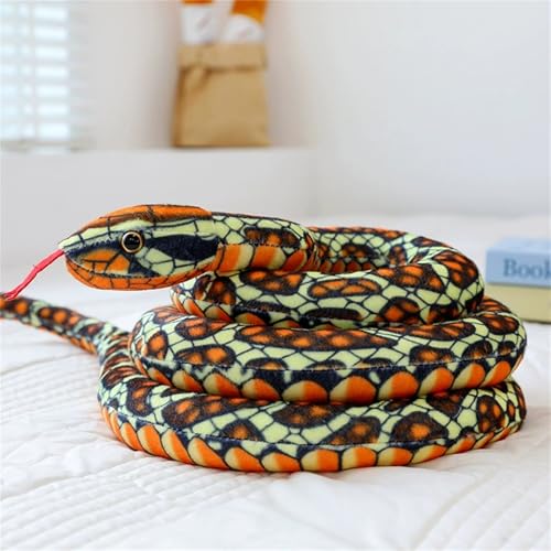 TROYSINC Plüschtier Riesige Schlange Kuscheltier Realistisches Schlange Stofftier Python Plüschtiere Spielzeug Plüschpinguin Geschenk für Kinder (330cm,Orange) von TROYSINC