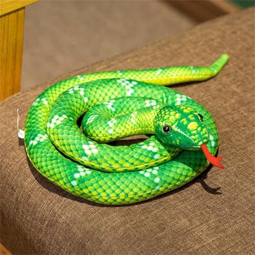 TROYSINC Plüschtier Schlange Kuscheltier Realistische Große Schlange Stofftier Python Plüsch Spielzeug Prank Requisiten Geschenke für Kinder (Grün,110cm) von TROYSINC