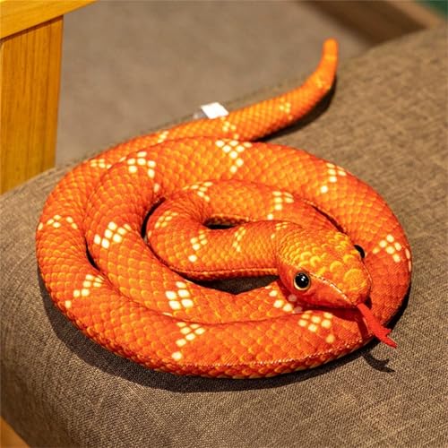 TROYSINC Plüschtier Schlange Kuscheltier Realistische Große Schlange Stofftier Python Plüsch Spielzeug Prank Requisiten Geschenke für Kinder (Rot,80cm) von TROYSINC