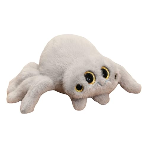 TROYSINC Plüschtier Spinne Kuscheltier, Weich Cartoon Spinne Plüsch Puppe Spielzeug Stofftier Plüschkissen Halloween-Dekoration Für Kinder Geschenk (25cm,Grau) von TROYSINC