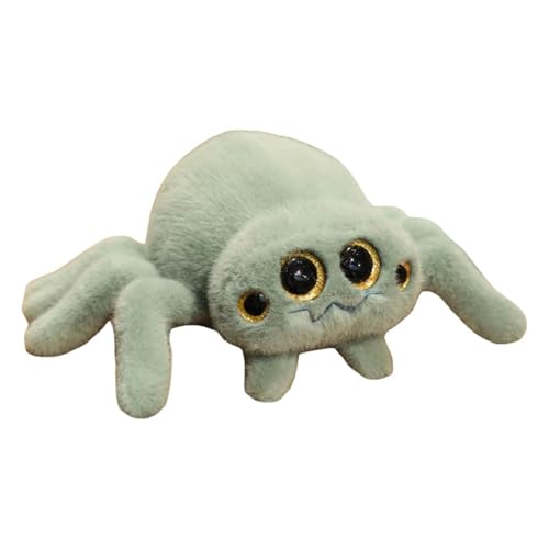 TROYSINC Plüschtier Spinne Kuscheltier, Weich Cartoon Spinne Plüsch Puppe Spielzeug Stofftier Plüschkissen Halloween-Dekoration Für Kinder Geschenk (25cm,Grün) von TROYSINC
