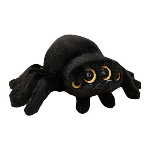 TROYSINC Plüschtier Spinne Kuscheltier, Weich Cartoon Spinne Plüsch Puppe Spielzeug Stofftier Plüschkissen Halloween-Dekoration Für Kinder Geschenk (25cm,Schwarz) von TROYSINC