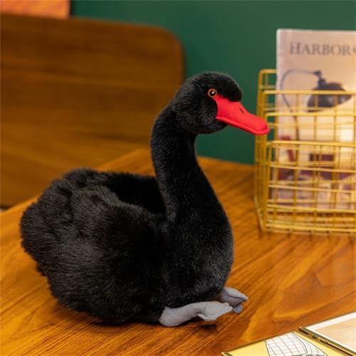 TROYSINC Schöner Schwan Plüschtier, Eleganter Schwan Kuscheltier, Weich Schwan Stofftier Plüsch Kissen Kinderspielzeug Plüschpuppen Geschenk (Schwarz) von TROYSINC