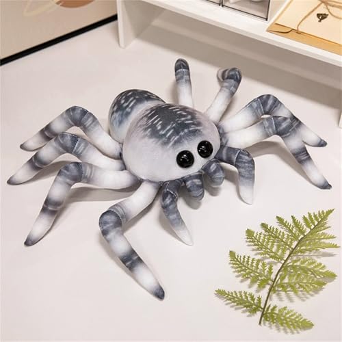 TROYSINC Simulation Spinne Kuscheltier, Künstliche Spinne Plüschtier Spinne Stofftier Plüschtier, Lustige Spinne Plüsch Spielzeug Geschenke für Kinder (30cm,Grau) von TROYSINC