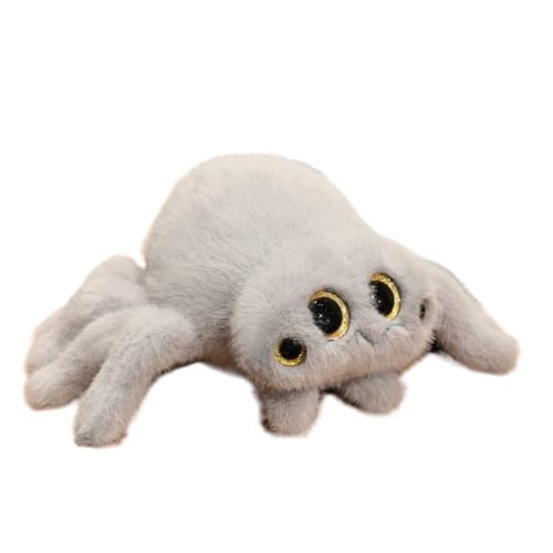 TROYSINC Spinne Stofftier Kuscheltier Vieräugige Spinne Plüschtier Wurfkissen Kuscheltiere Geschenk für Erwachsene Und Kinder Halloween (16 * 25cm,Grau) von TROYSINC