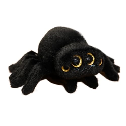 TROYSINC Spinne Stofftier Kuscheltier Vieräugige Spinne Plüschtier Wurfkissen Kuscheltiere Geschenk für Erwachsene Und Kinder Halloween (16 * 25cm,Schwarz) von TROYSINC