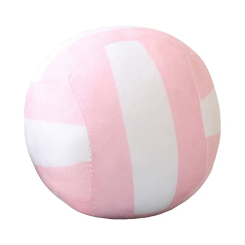 TROYSINC Stofftier Plüschtier Volleyball, Kuscheltier Volleyball Kissen Geschenk Für Kinder/Erwachsene Kissen Stofftiere (22cm,Rosa Weiß) von TROYSINC