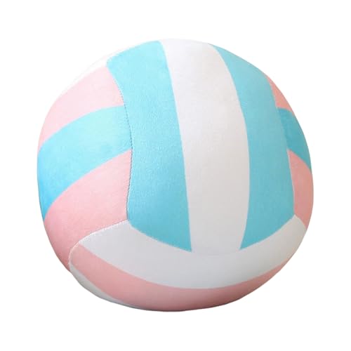 TROYSINC Stofftier Plüschtier Volleyball, Kuscheltier Volleyball Kissen Geschenk Für Kinder/Erwachsene Kissen Stofftiere (22cm,Rosa Weiß Grün) von TROYSINC