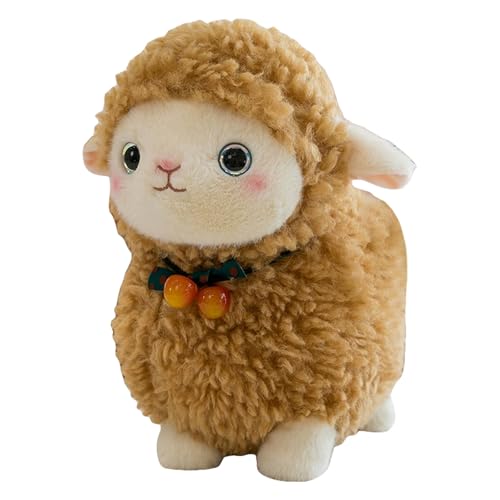 TROYSINC Süßes kleines Lamm Plüschtier,LammKuscheltier superweiches Plüsch Kissen Cartoon Plüschpuppen Tier Kissen Plüschtier Kinderspielzeug Geburtstagsgeschenk (25cm,Braun) von TROYSINC