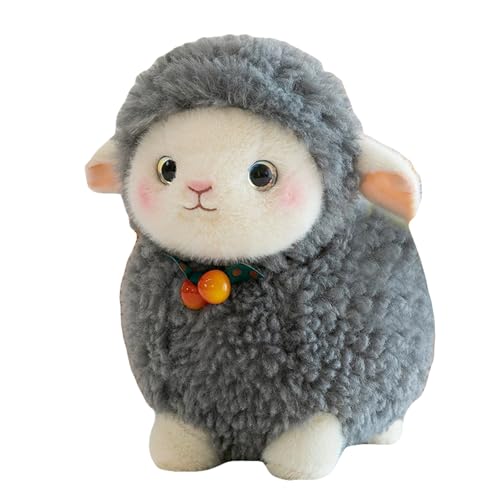 TROYSINC Süßes kleines Lamm Plüschtier,LammKuscheltier superweiches Plüsch Kissen Cartoon Plüschpuppen Tier Kissen Plüschtier Kinderspielzeug Geburtstagsgeschenk (35cm,Grau) von TROYSINC