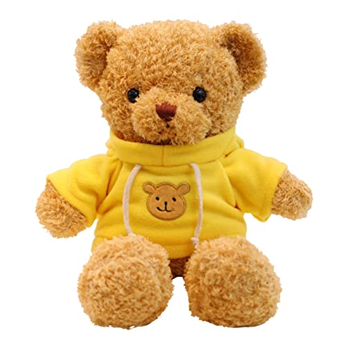 TROYSINC Teddybär Weiches Fell Teddybär mit Kapuze Tatzendruck Plüschtier Kuscheltier Stofftier Geschenk (Gelb,30cm) von TROYSINC