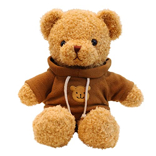 TROYSINC Teddybär Weiches Fell Teddybär mit Kapuze Tatzendruck Plüschtier Kuscheltier Stofftier Geschenk (Kaffeefarbe,30cm) von TROYSINC