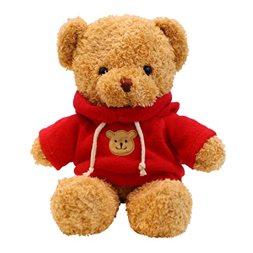 TROYSINC Teddybär Weiches Fell Teddybär mit Kapuze Tatzendruck Plüschtier Kuscheltier Stofftier Geschenk (Red,100cm) von TROYSINC