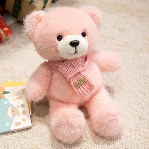 TROYSINC Teddybär Weiches Fell Teddybär mit Schal Plüschtier Kuscheltier Stofftier Spielzeug Plüschpinguin Geschenke für Jungen Mädchen Kinder 30cm (30CM,Rosa) von TROYSINC