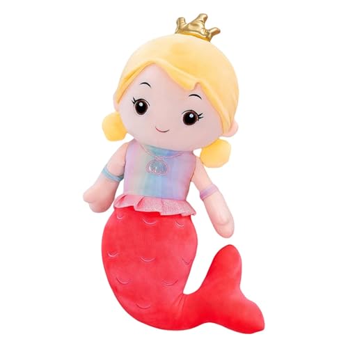 TROYSINC Weiches Meerjungfrau Kuscheltier, Niedliches Plüsch Meerjungfrau Plüschtier Stofftier für Mädchen, Kuschelweiches Plüschtier Spielzeug Geschenk (50cm,Rot) von TROYSINC