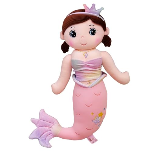 TROYSINC Weiches Meerjungfrau Kuscheltier mit Elegantem Kronen, Niedliches Plüsch Meerjungfrau Plüschtier Stofftier für Mädchen Plüschtier Spielzeug Geschenk (60cm) von TROYSINC