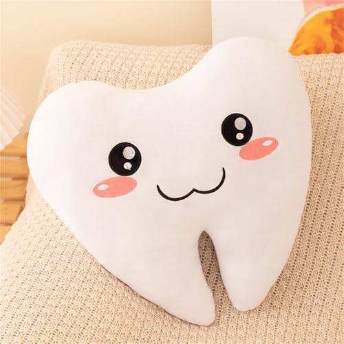 TROYSINC Zahnkissen Zahn Plüschtier Kinder, Niedliches Zahn Kuscheltier, Kreative Stofftier Spielzeug Geschenk Erwachsene und Kinder (30cm,A) von TROYSINC