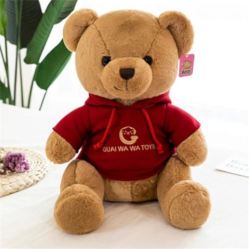 Teddy Bear Plüschtier, Bear Kuscheltier, Weich Teddy Bear mit Sweatshirt Stofftier Kinderspielzeug Geschenk (Rot,23cm) von TROYSINC