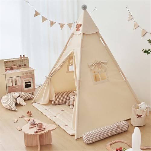 Tipi Zelt für Kinder, Tippi Kinderzelt für Drinnen Spielzelt Spielhaus Tipizelt Indoor, Kinderzelte für Mädchen und Jungen Babyzimmer Deko Geschenk Tipi Zelt für Kinder, Tippi Kinderzelt für Drinnen Spielzelt Spielhaus Tipizelt Indoor, Kinderzelte für Mädchen und Jungen Babyzimmer Deko Geschenk von TROYSINC