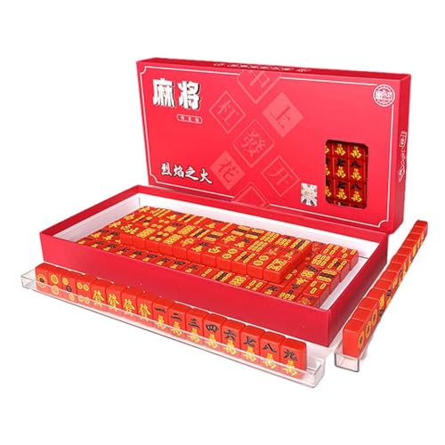 TRQZNLEP Chinesisches Mahjong Mahjong-Set in Reisegröße, Mahjong-Brettspiel-Set, traditionelles chinesisches Mahjong-Spielstein für Erwachsene, Familien-Reisespiel Tisch-Mahjong-Fliesen von TRQZNLEP