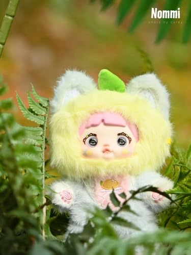 Nommi Blind Box Sammelfigur aus Plüsch｜Mystery Box Puppe mit Frucht-Motiven im Gesicht｜Weicher Plüschkörper + PVC-Gesicht｜Bewegliche Augen (3 Varianten) & Posierbares Skelett｜Zufällige 1 Figur von TRRCEPOS