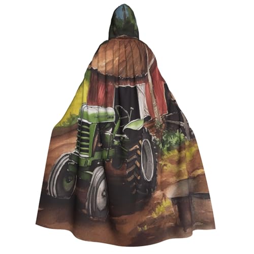 Kapuzenumhang mit Traktor auf dem Bauernhof, für Erwachsene, Halloween, lange Kapuze, Cosplay-Kostüm von TRSGKSQP