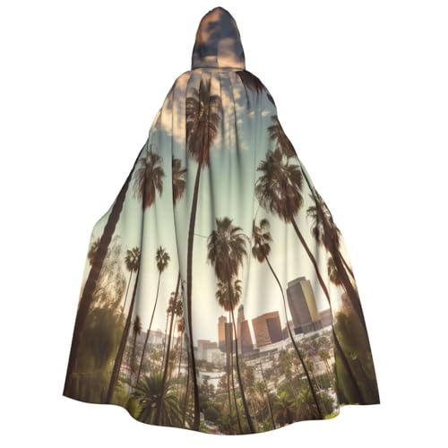 Los Angeles Palmen Erwachsenen-Umhang mit Kapuze, Halloween-Umhang, lange Kapuze, Robe, Umhang, Cosplay-Kostüm von TRSGKSQP