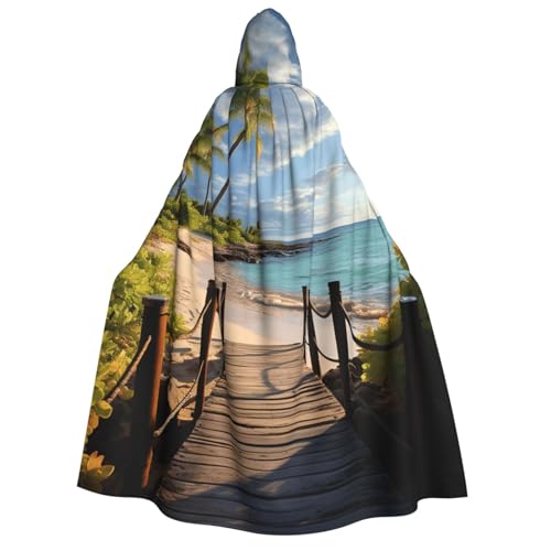 Palmen Strand Meer Ozean Erwachsene Kapuzenumhang Halloween Umhang Lange Kapuze Robe Umhang Cosplay Kostüm von TRSGKSQP