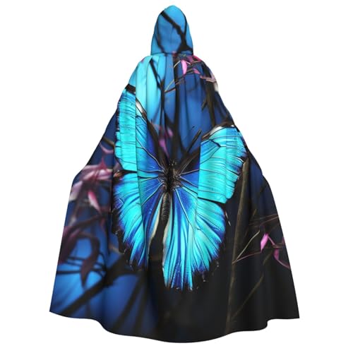 TRSGKSQP Blauer Schmetterlings-Umhang mit Kapuze für Erwachsene, Halloween-Umhang, lange Kapuze, Robe, Umhang, Cosplay-Kostüm von TRSGKSQP