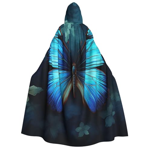 TRSGKSQP Blauer Schmetterlingsmuster Erwachsenen-Umhang mit Kapuze, Halloween-Umhang, lange Kapuze, Robe, Umhang, Cosplay-Kostüm TRSGKSQP Blauer Schmetterlingsmuster Erwachsenen-Umhang mit Kapuze, Halloween-Umhang, lange Kapuze, Robe, Umhang, Cosplay-Kostüm von TRSGKSQP