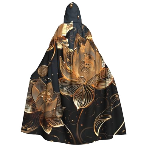 TRSGKSQP Boho-Umhang mit goldenem Blumenmotiv, für Erwachsene, Halloween, lange Kapuze, Cosplay-Kostüm von TRSGKSQP