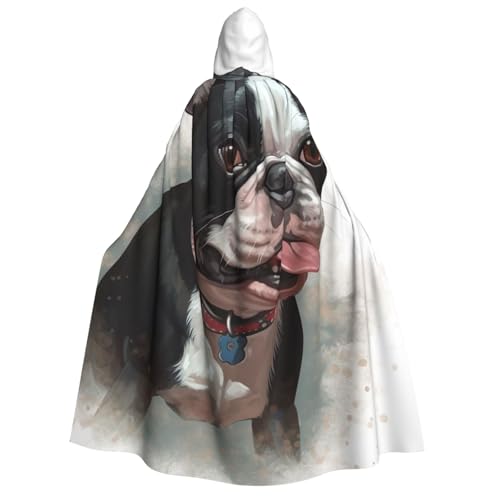 TRSGKSQP Boston Terrier Kapuzenumhang für Erwachsene, Halloween-Umhang, lange Kapuze, Cosplay-Kostüm TRSGKSQP Boston Terrier Kapuzenumhang für Erwachsene, Halloween-Umhang, lange Kapuze, Cosplay-Kostüm von TRSGKSQP