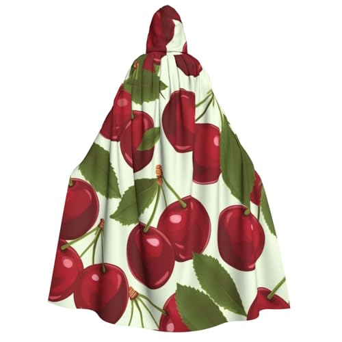 TRSGKSQP Cherry Fruit Kapuzenumhang für Erwachsene, Halloween-Umhang, lange Kapuze, Cosplay-Kostüm von TRSGKSQP