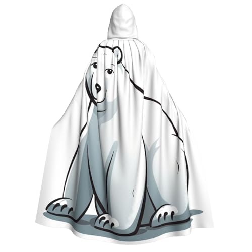 TRSGKSQP Eisbär-Umhang mit Kapuze für Erwachsene, Halloween-Umhang, lange Kapuze, Robe, Umhang, Cosplay-Kostüm von TRSGKSQP