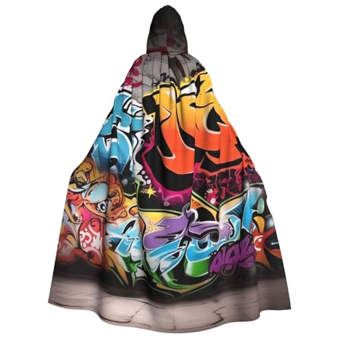TRSGKSQP Graffiti Hip Hop Erwachsene Kapuzenumhang Halloween Umhang Lange Kapuze Robe Umhang Cosplay Kostüm von TRSGKSQP