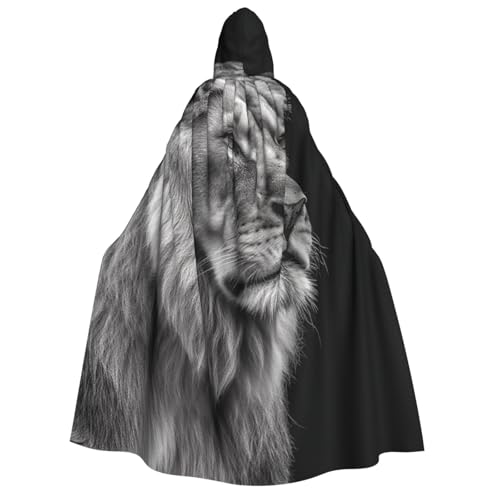 TRSGKSQP Grauer Löwen-Umhang mit Kapuze für Erwachsene, Halloween-Umhang, lange Kapuze, Cosplay-Kostüm von TRSGKSQP