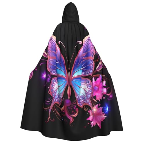 TRSGKSQP Lila Schmetterling Erwachsene Kapuzenumhang Halloween Umhang Lange Kapuze Robe Umhang Cosplay Kostüm von TRSGKSQP